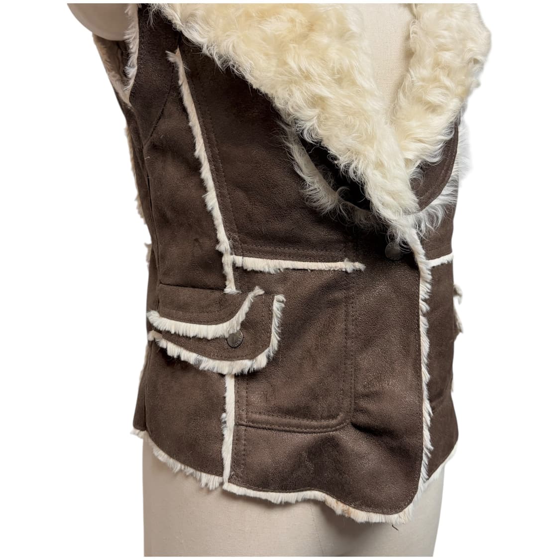 3661 브라운 양털 스웨이드 퍼조끼 상품이미지3