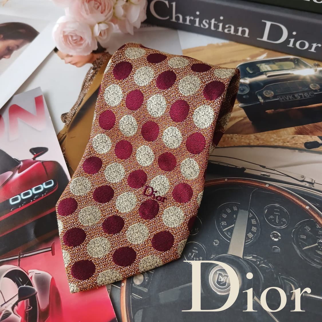 디올 실크 버건디 자카드 도트 넥타이 10cm A+등급 A19208
 상품이미지1