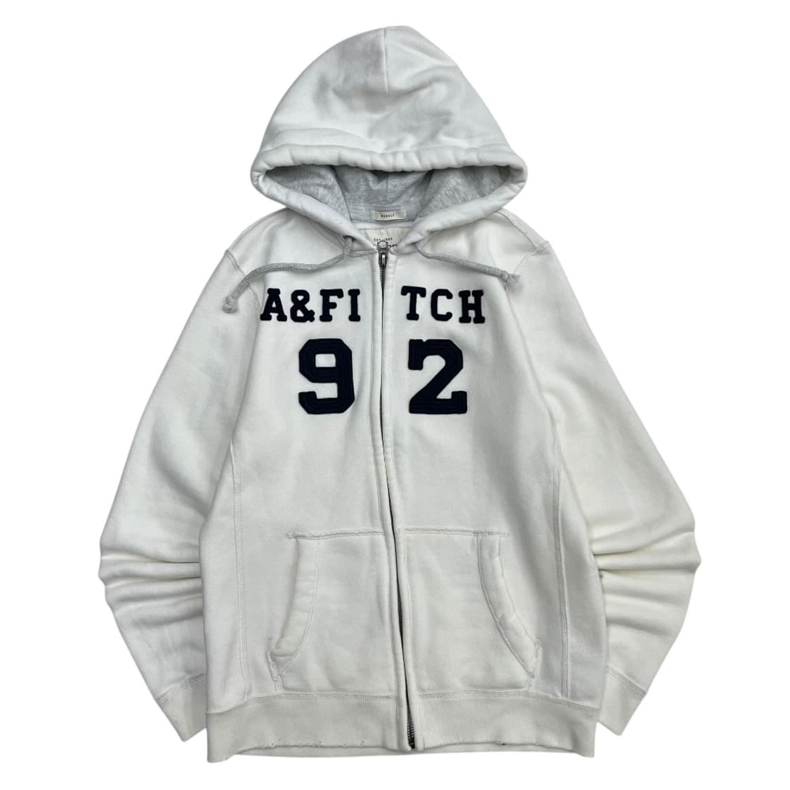 아베크롬비 네이비 센터로고 화이트 후드집업 M 상품이미지2