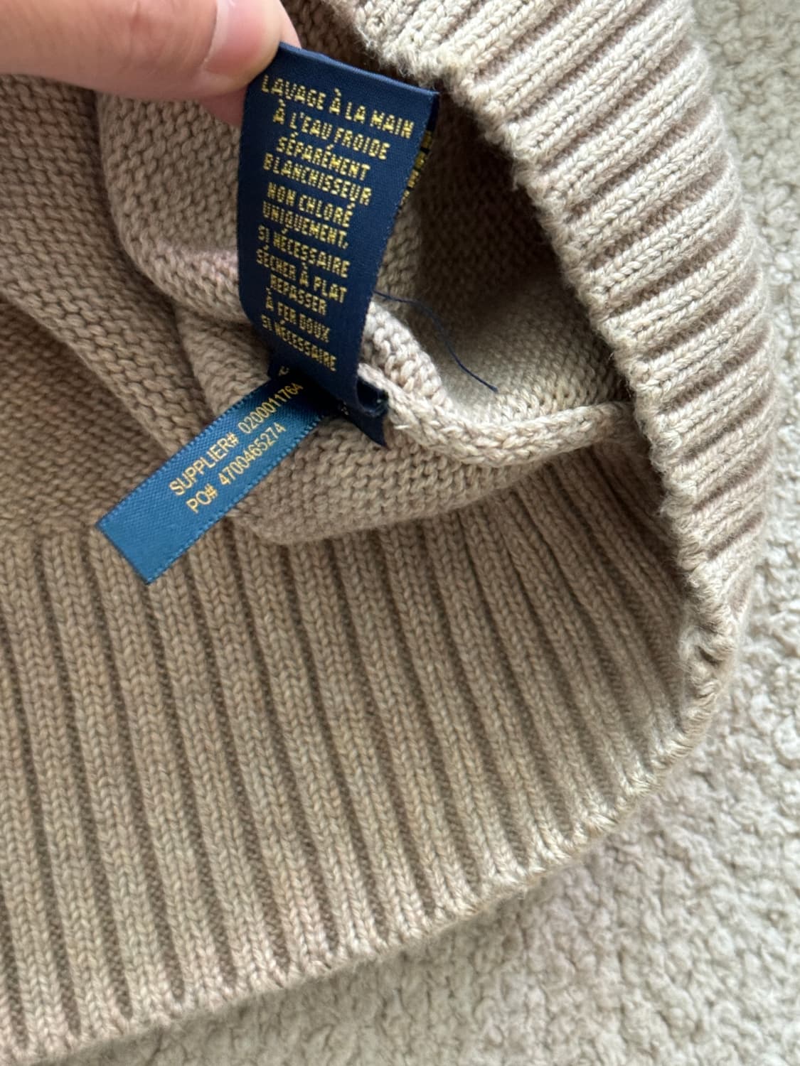 (새상품/정품) 폴로랄프로렌 버튼 반집업 니트 (베이지/남성L) 상품이미지4