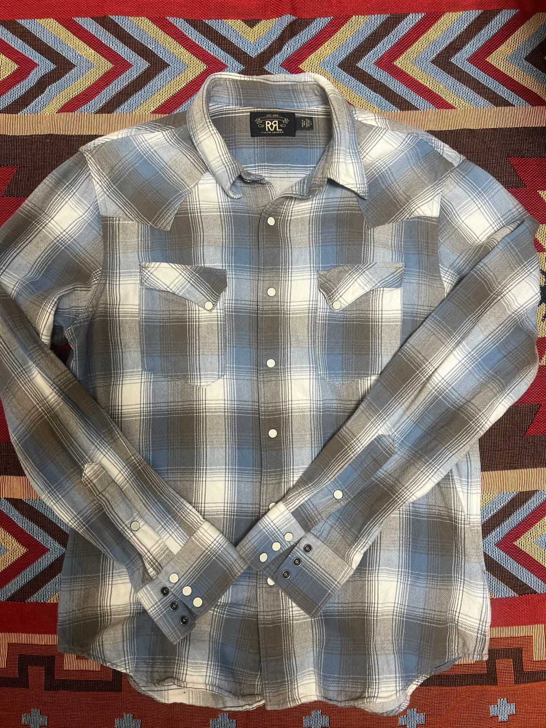 더블알엘 rrl 옴브레 웨스턴셔츠 L 상품이미지1