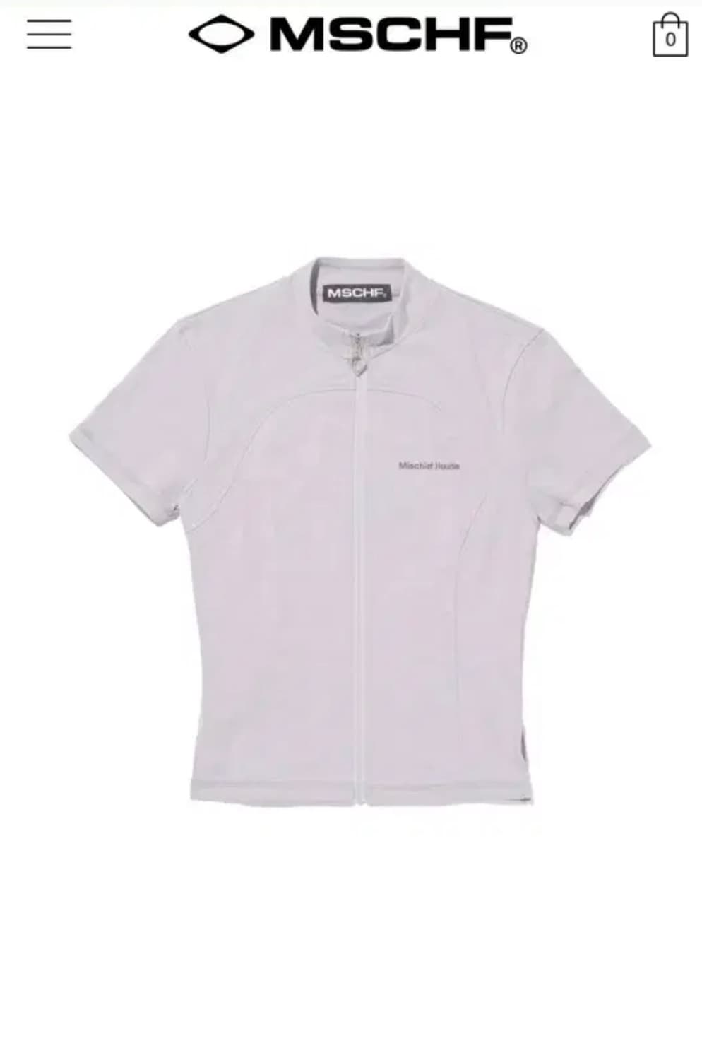 미스치프 모크넥 집업 숏 슬리브 라이트퍼플그레이 상품이미지1