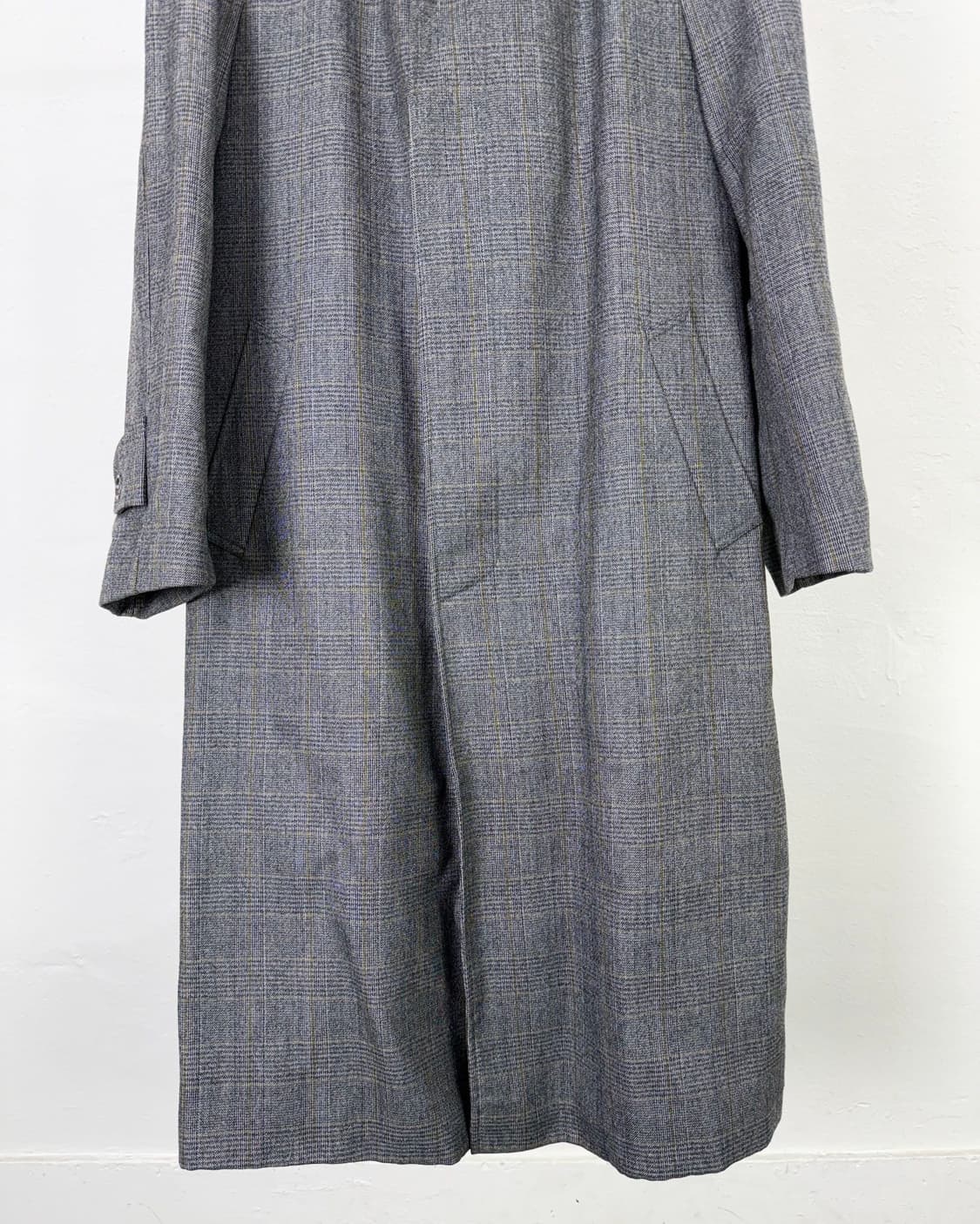 런던 포그 모스 그레이 싱글 카라 발마칸 헤링본 롱 코트 상품이미지4