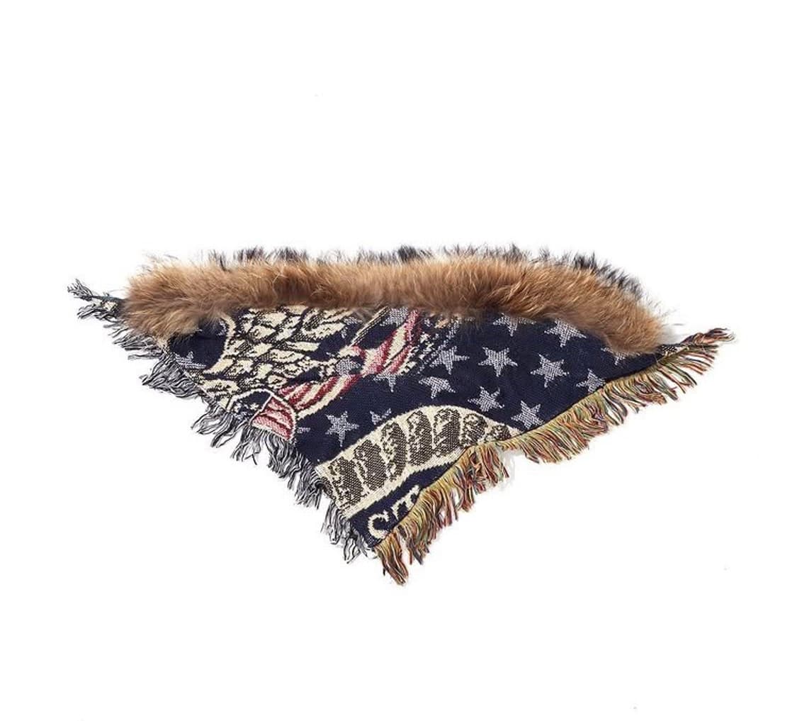 빈티지 퍼 프린지 블랭킷 스카프 모자 상품이미지6