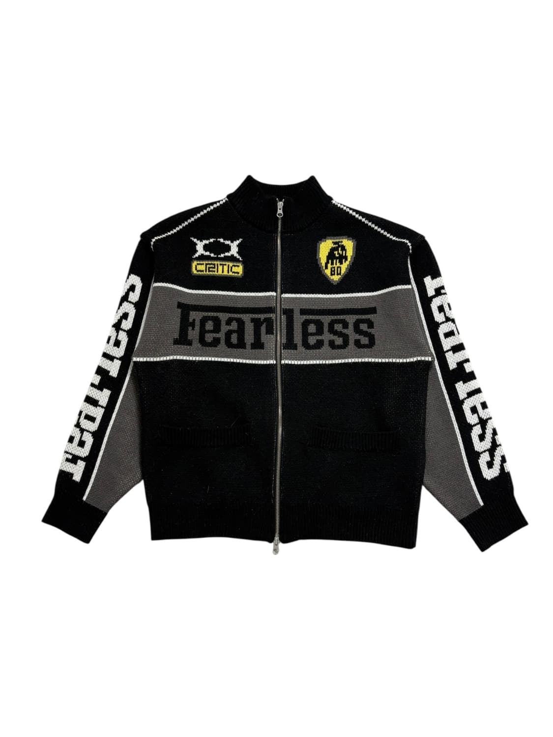 크리틱 피어리스 레이싱 집업 니트 블랙 상품이미지2