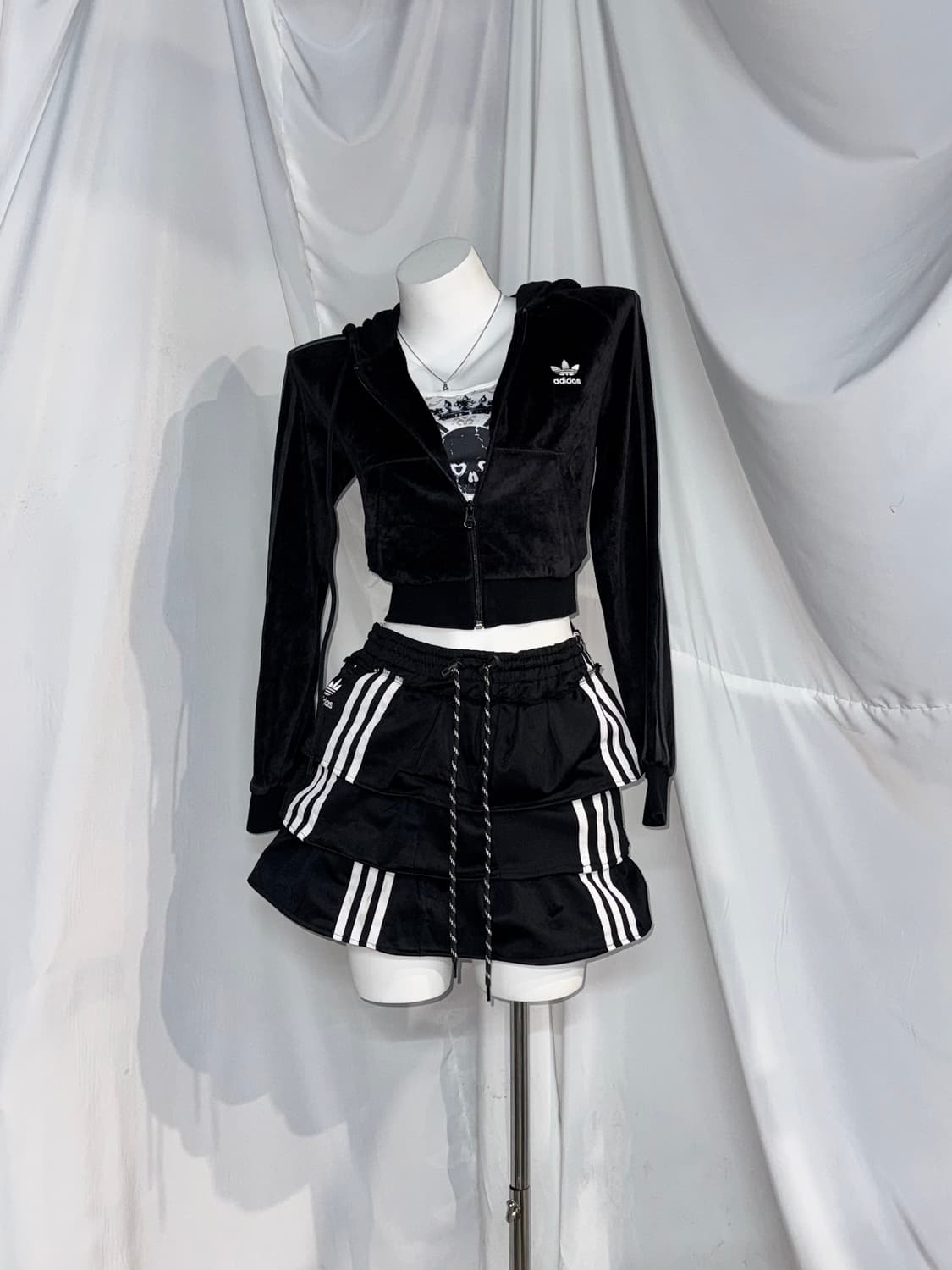 아디다스 캐주얼 데일리 후드집업 캉캉스커트 코디세트 상품이미지4