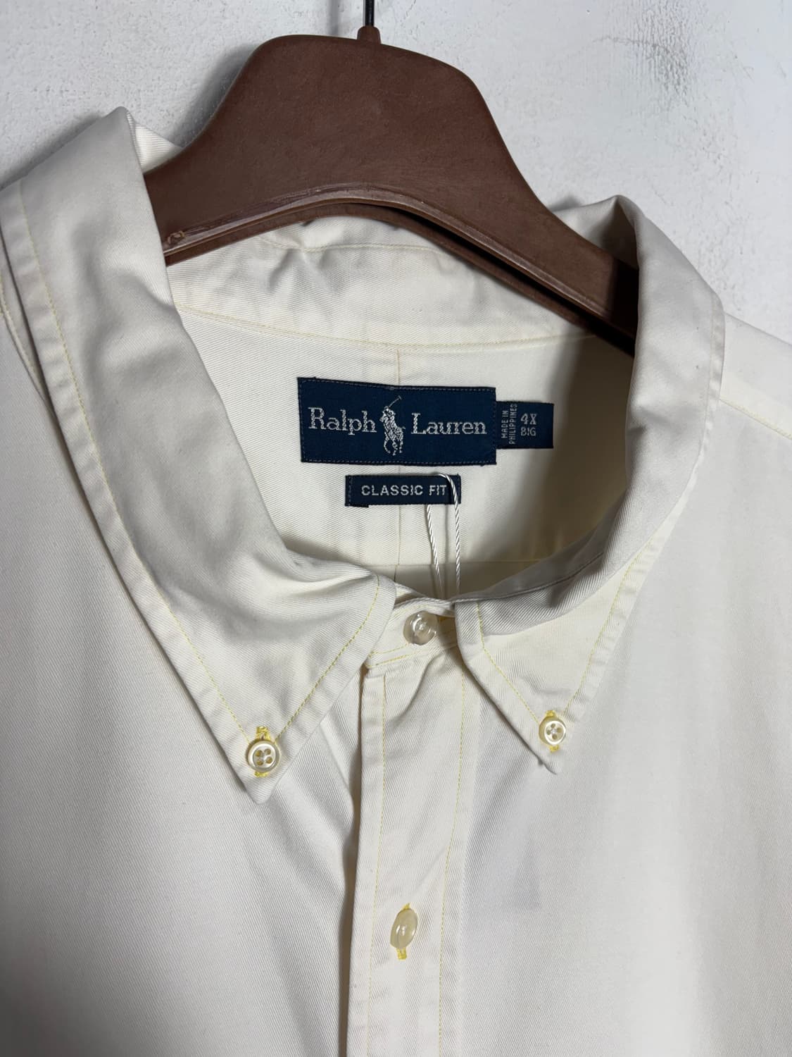 Polo 빅사이즈 옐로우 스티치 아이보리 셔츠 상품이미지4