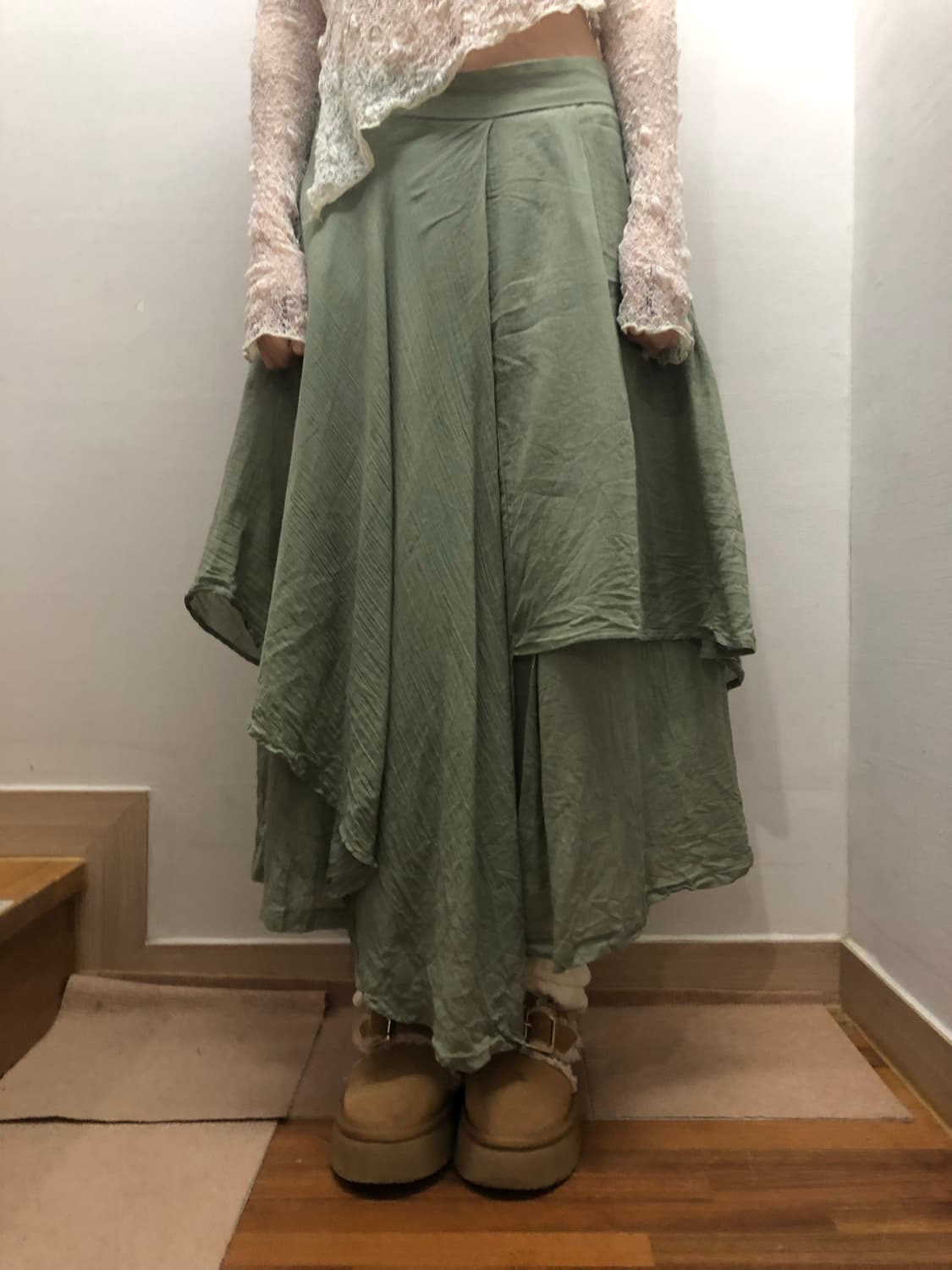 빈티지 라이트 그린 프릴 팬츠 상품이미지6