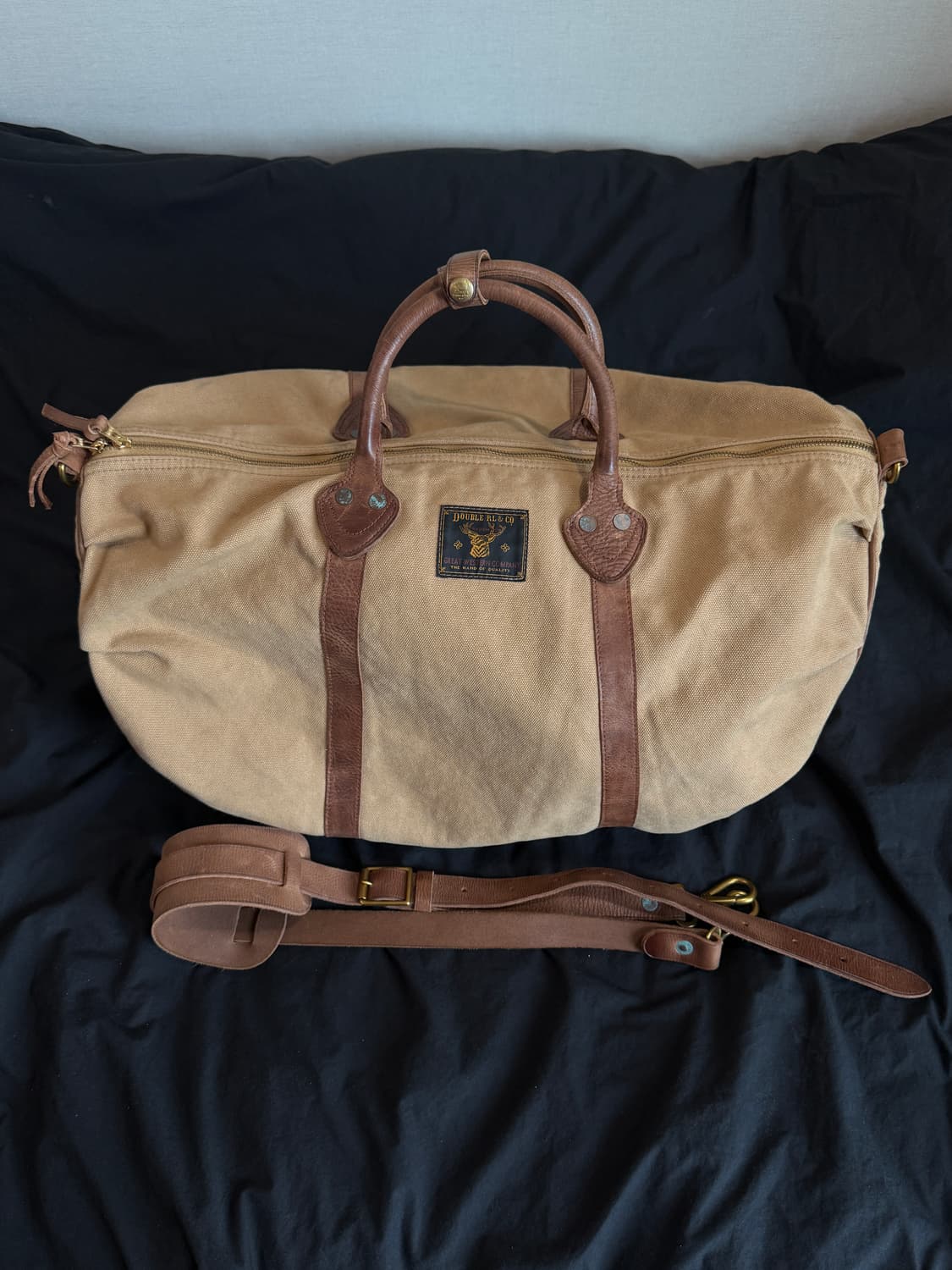 rrl 레더트림 캔버스 더플 백 상품이미지1