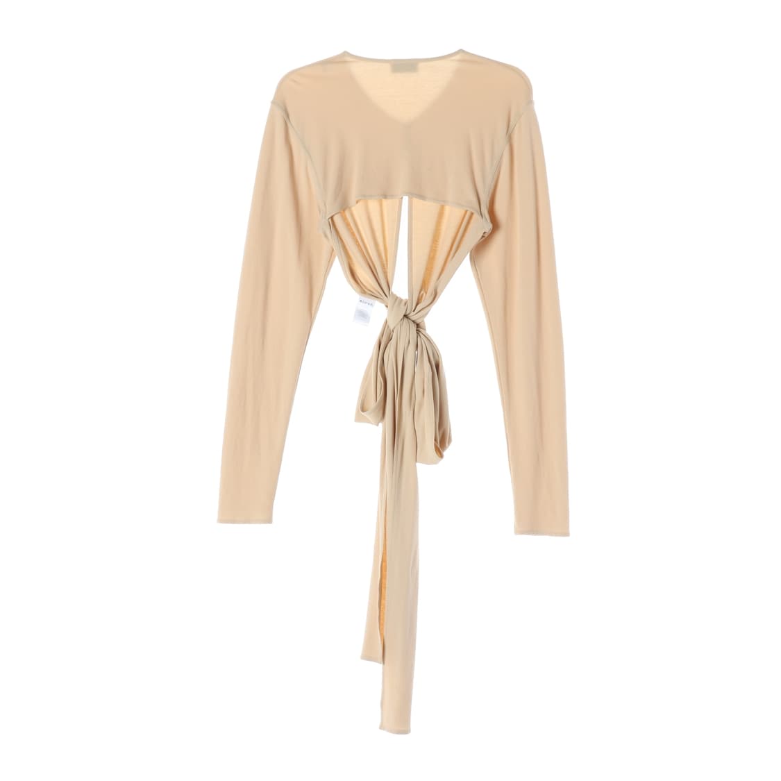 르메르 베이지 리본 매듭 슬릿 크롭 긴팔 티셔츠 블라우스
 상품이미지2