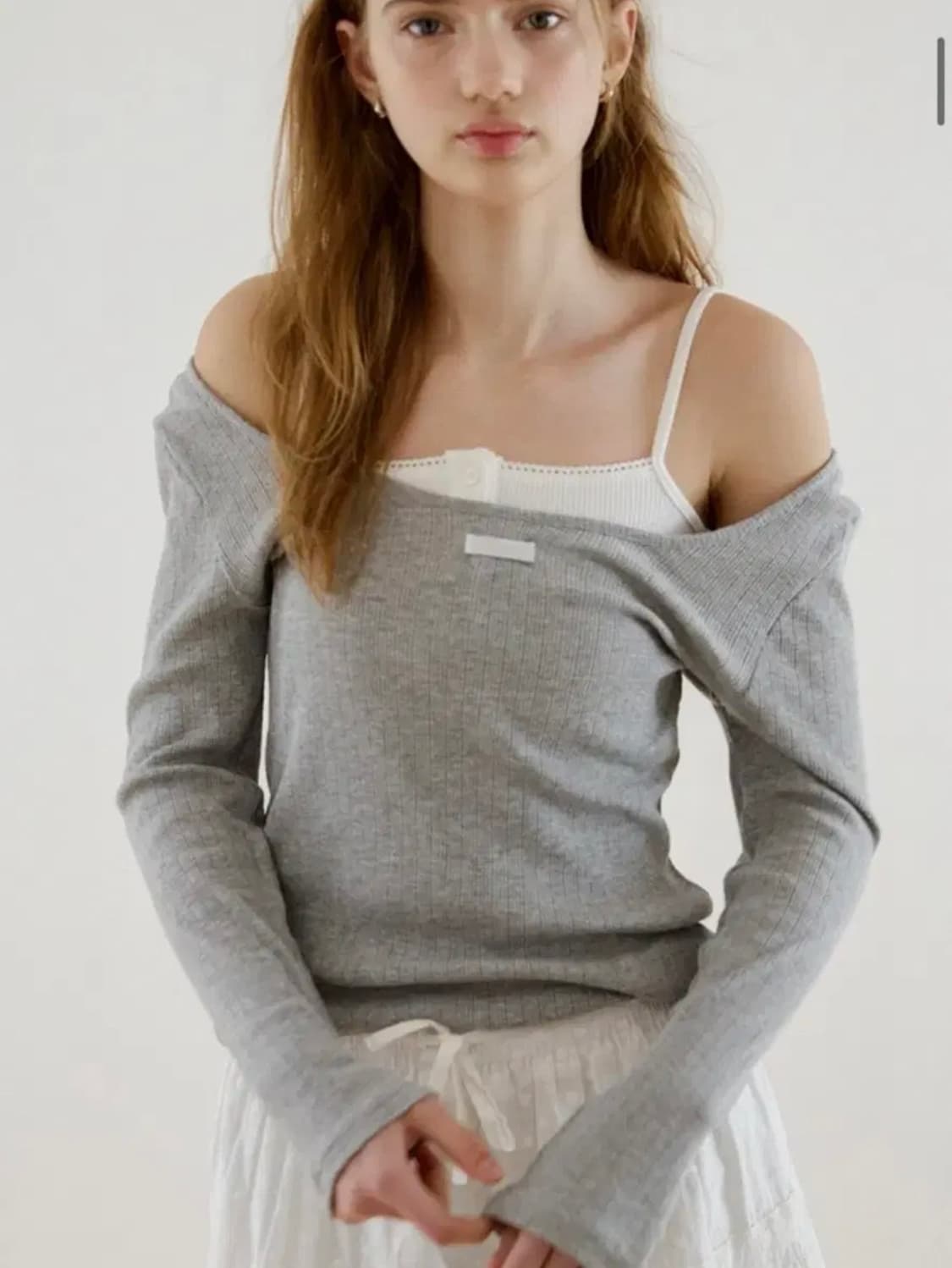 레터프롬문 레터즈 투웨이 슬림 티셔츠 그레이 상품이미지2