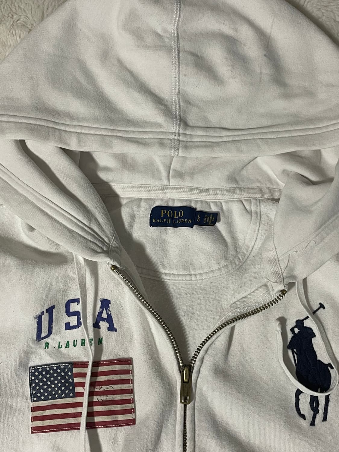 폴로 랄프로렌 빅포니 USA 후드집업 화이트 상품이미지2