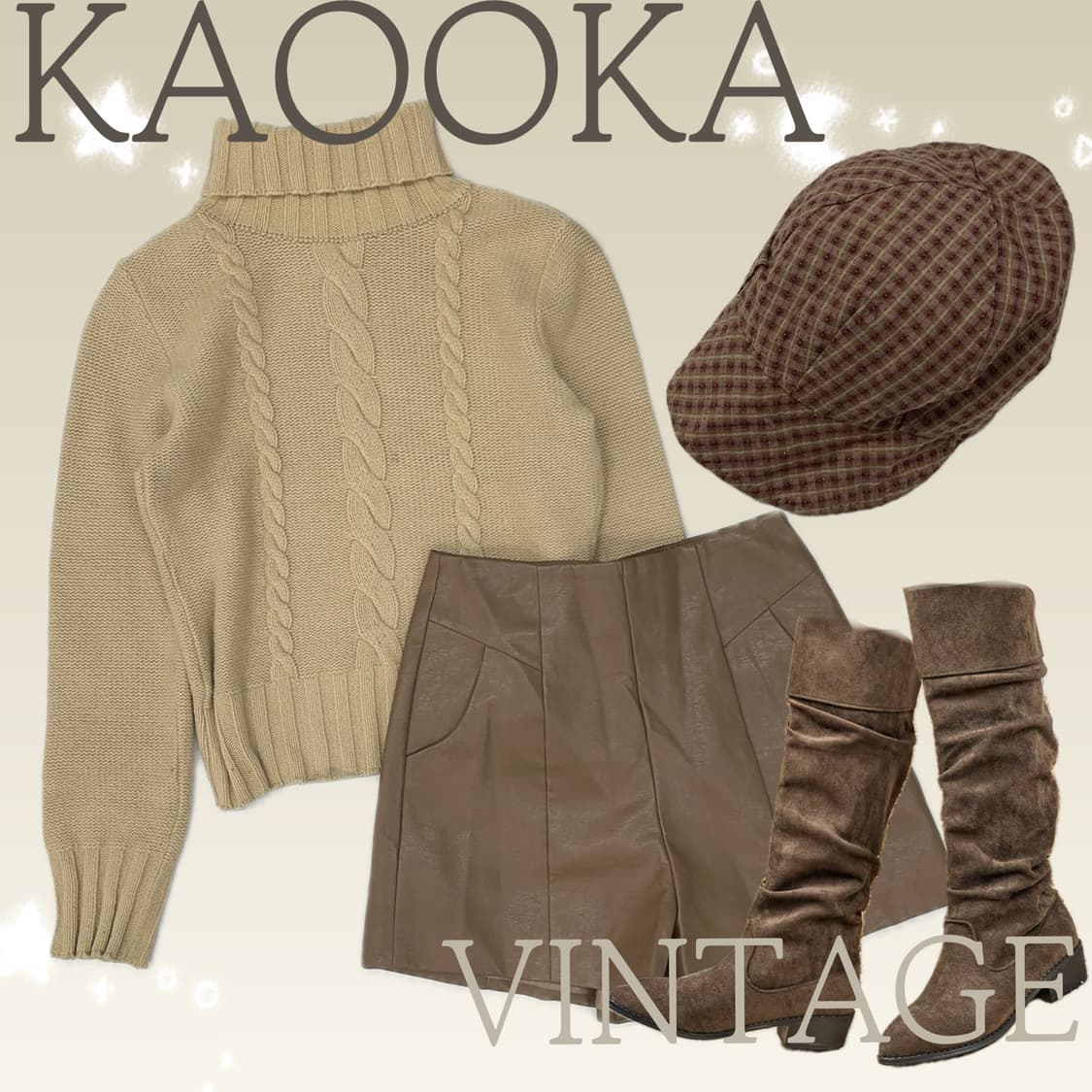 🤎라떼갸루 브라운&베이지 코디세트 🤎꽈베기 니트 레더 숏팬츠 탐정 상품이미지1