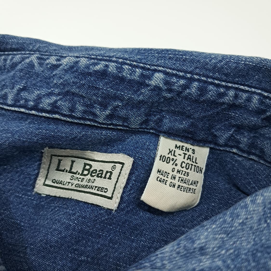 CL512 XL 엘엘빈 90s 코튼 버튼다운 인디고 블루 데님셔츠 남방 상품이미지3