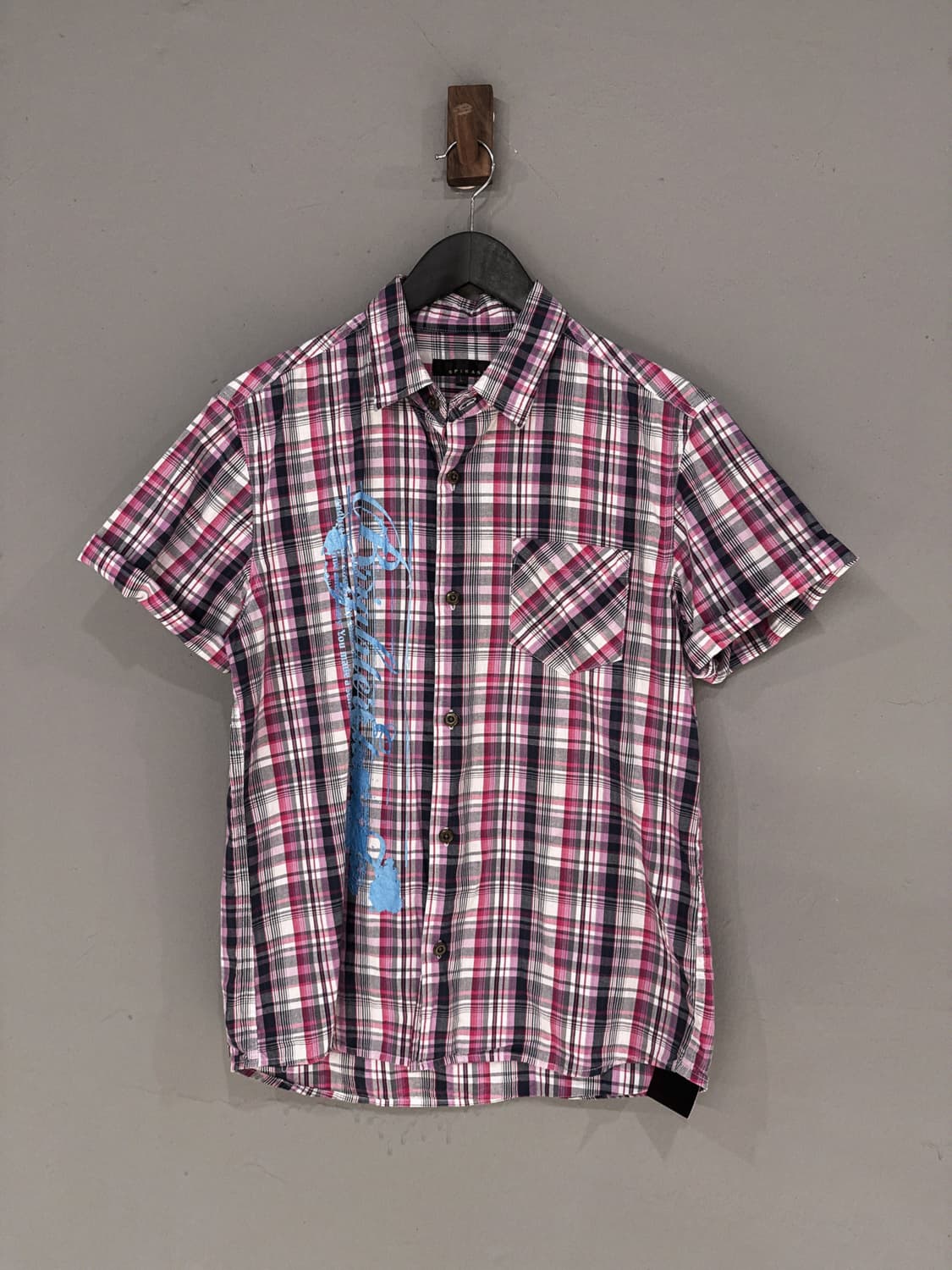 lettering point check pattern shirt 상품이미지5