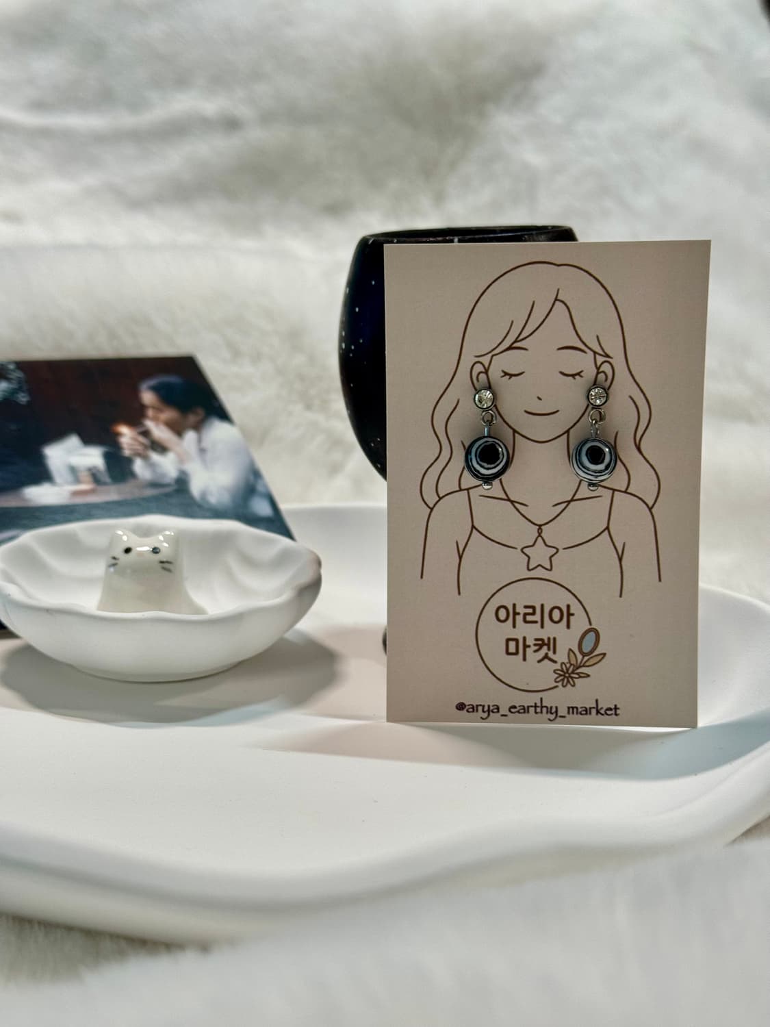 하나뿐인 무늬〰️ 마블 스톤 귀걸이🦓🖤 상품이미지8