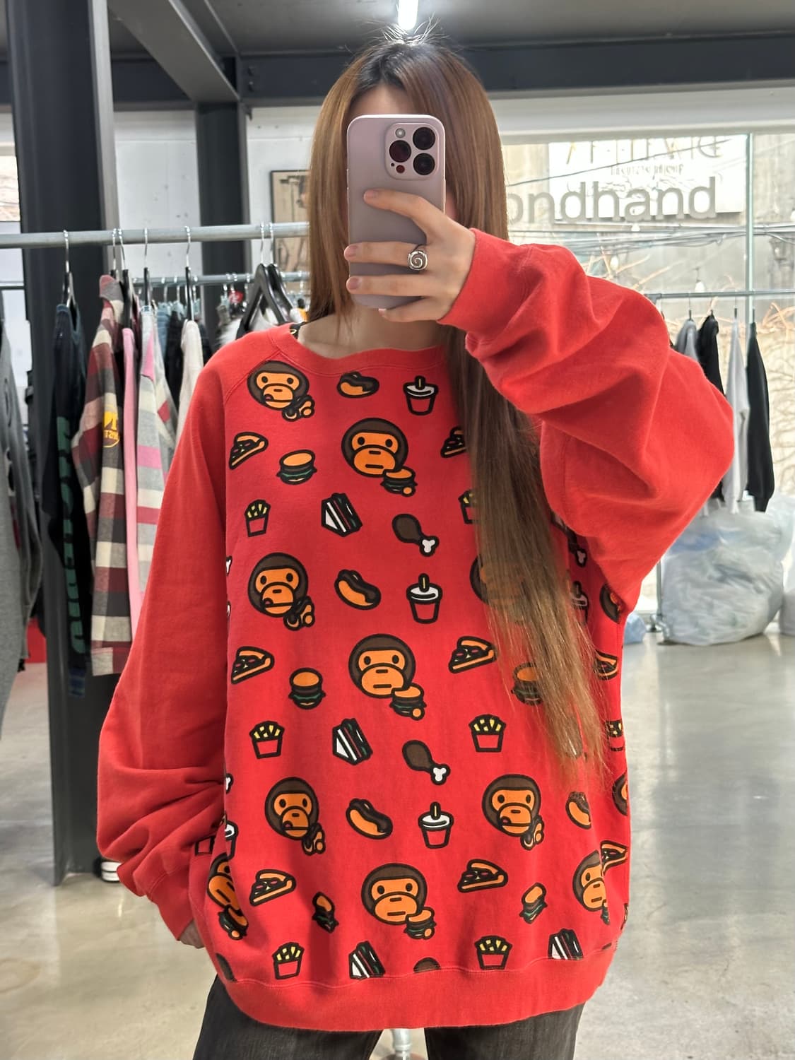 베이프 베이비마일로 정크푸드 크루넥 맨투맨 상품이미지1