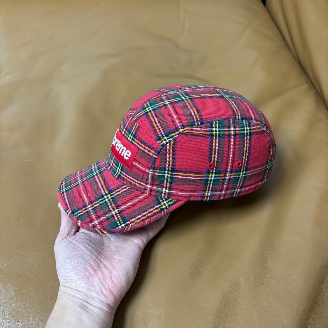 슈프림 캠프캡 모자 박스로고 20FW 타탄체크 레드 상품이미지5