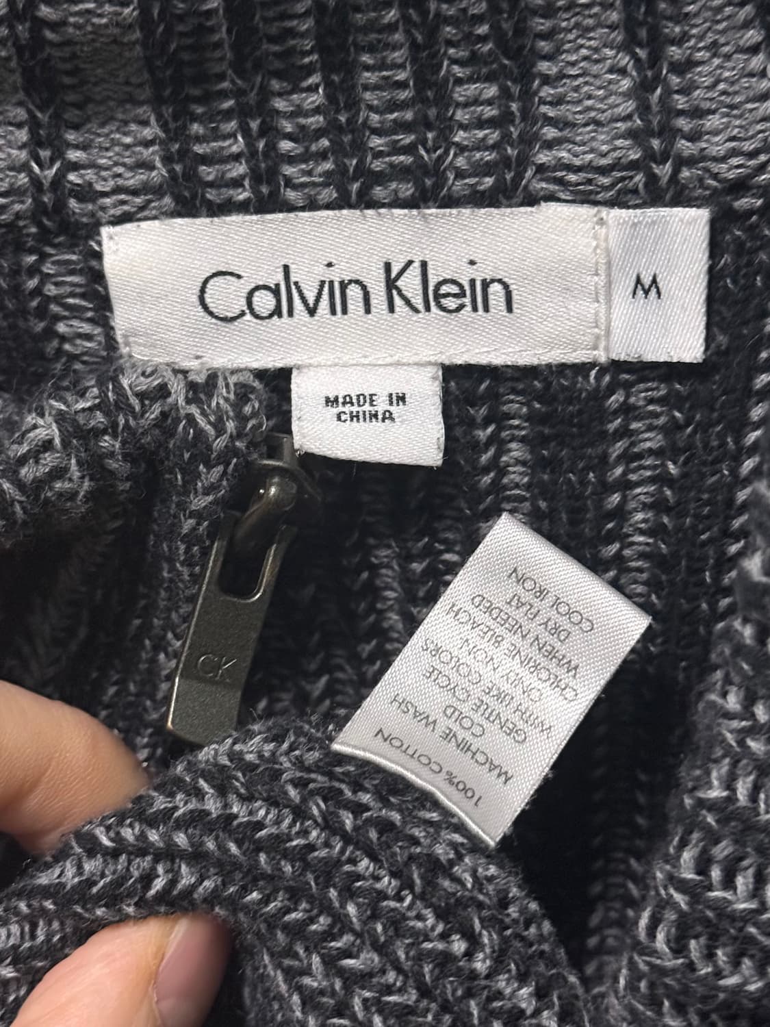 캘빈클라인 ck 니트 스웨터 집업 차콜 블랙 고스 펑크 락 시크 M 95 상품이미지6