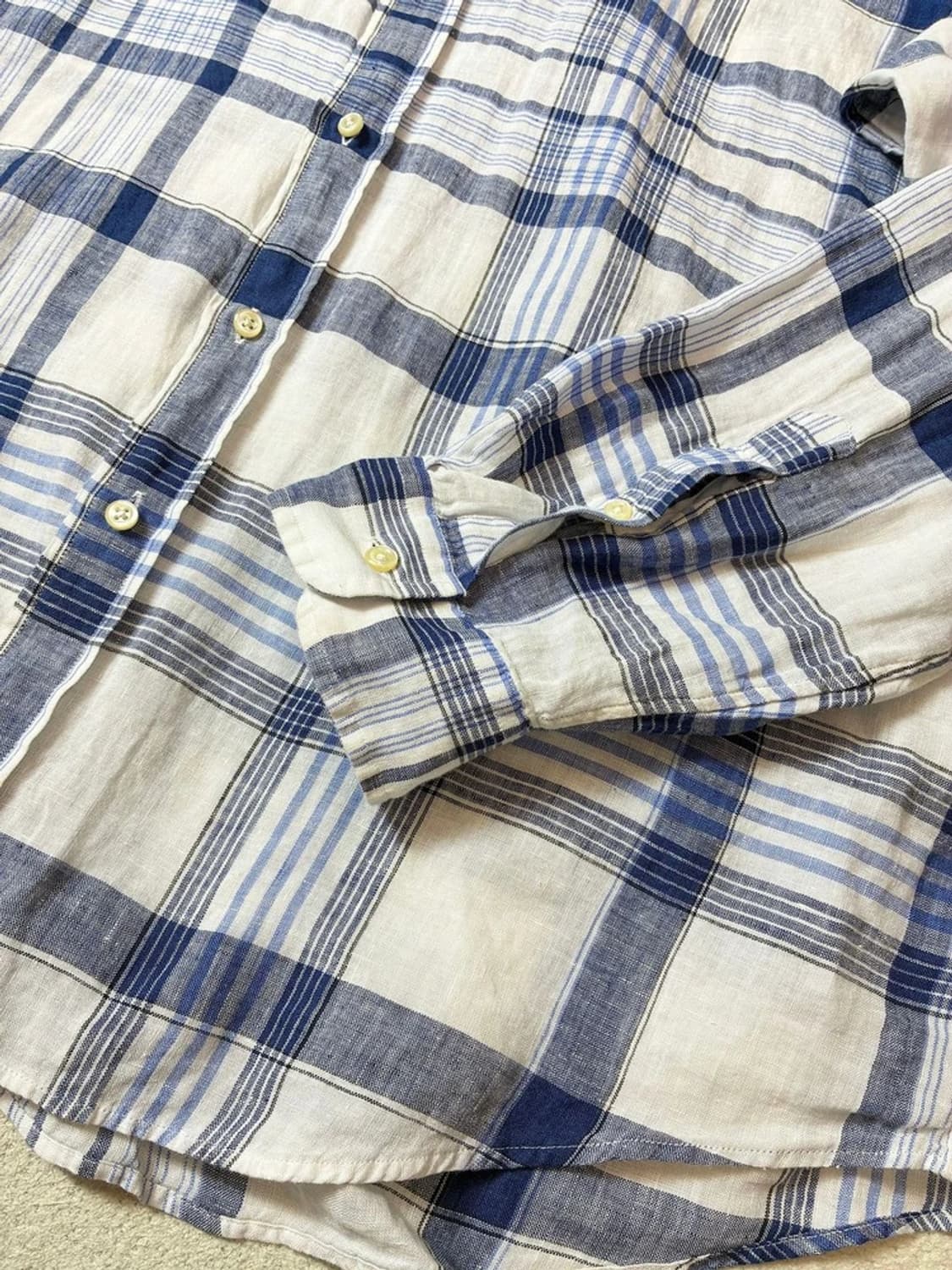 폴로 랄프로렌 큐알 100% 린넨 클래식 체크 셔츠 PN7453 상품이미지5