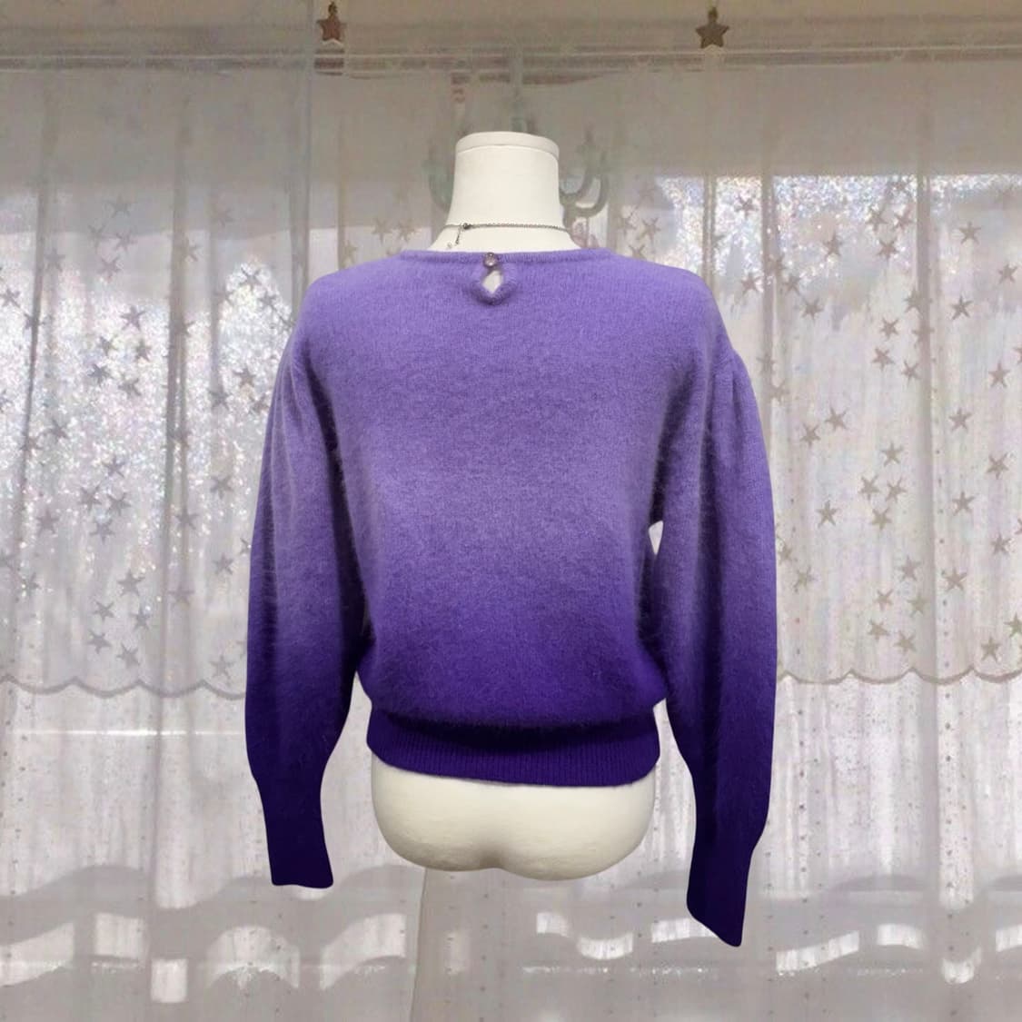 일본 빈티지 앙고라 그라데이션 자수 퍼프 니트 상품이미지5