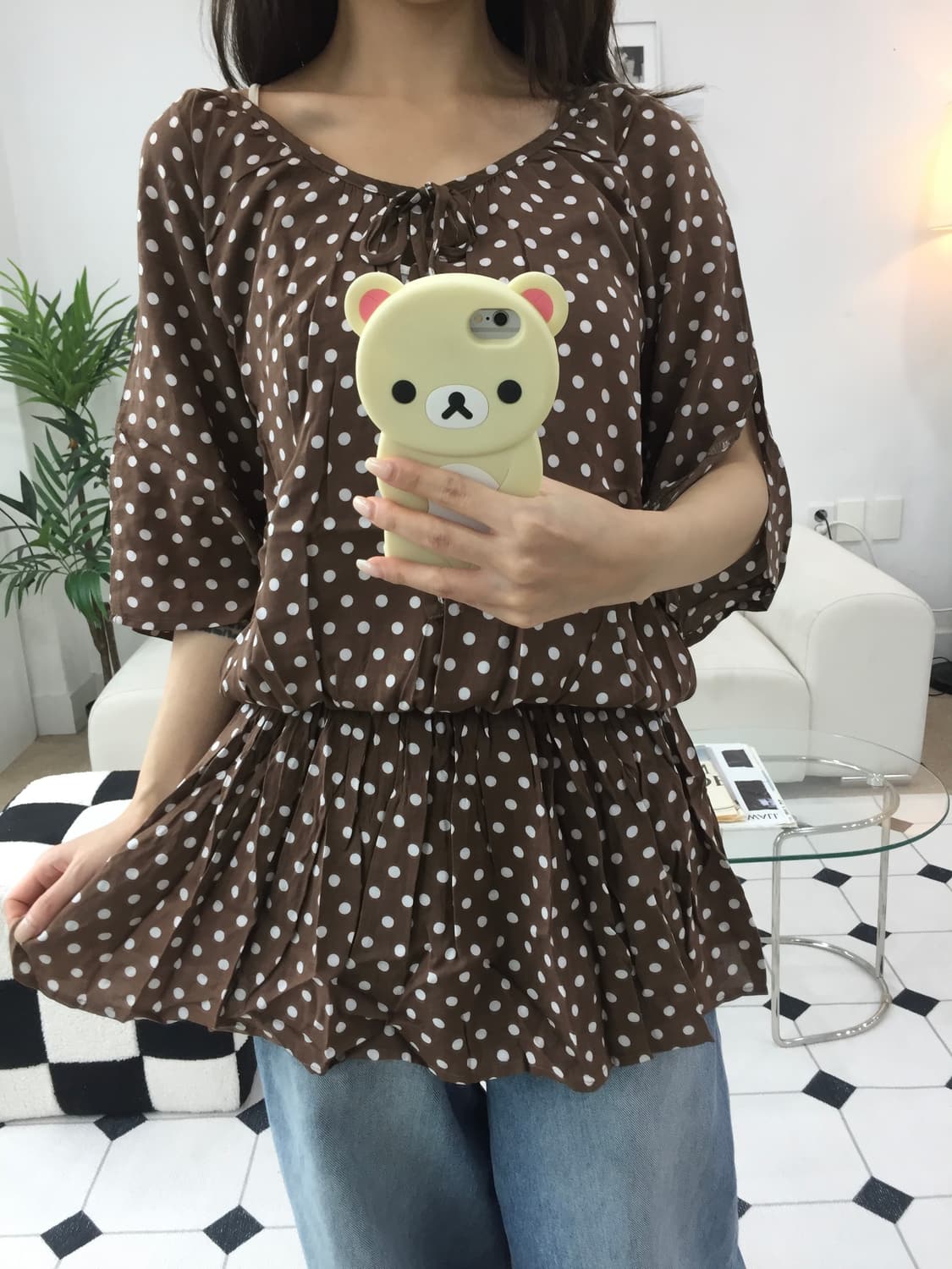 도트 브라운 블라우스 상품이미지8