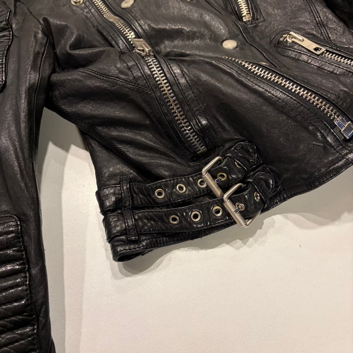 [55] 이태리 웨스턴 블랙 양가죽 레더 바이커 자켓 D270 상품이미지5