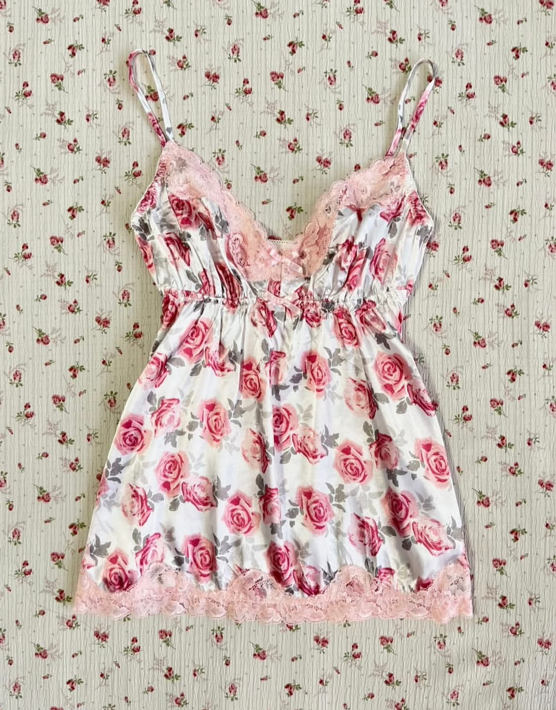 로즈 플로럴 슬리브리스 나시 탑 상품이미지1