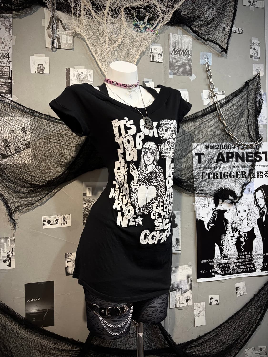 00's glam Cross-neck strap short sleeve 상품이미지3