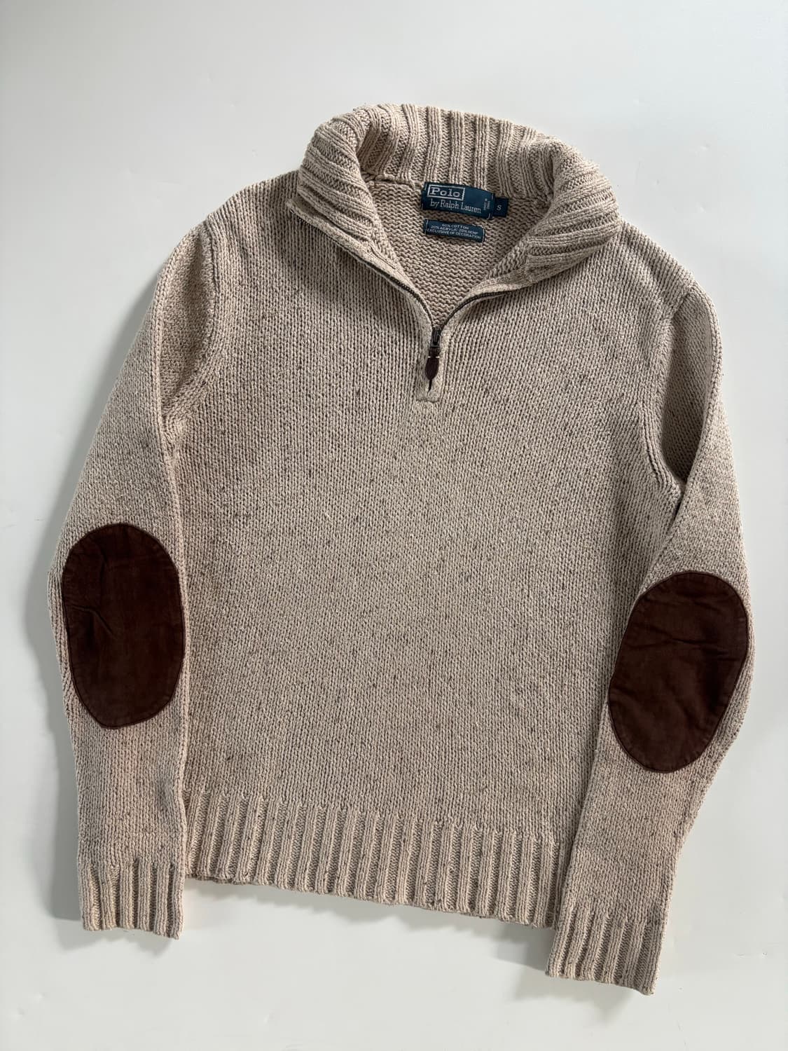 Polo 폴로 랄프로렌 베이지 컬러 엘보우 패치 혼방 니트 상품이미지3