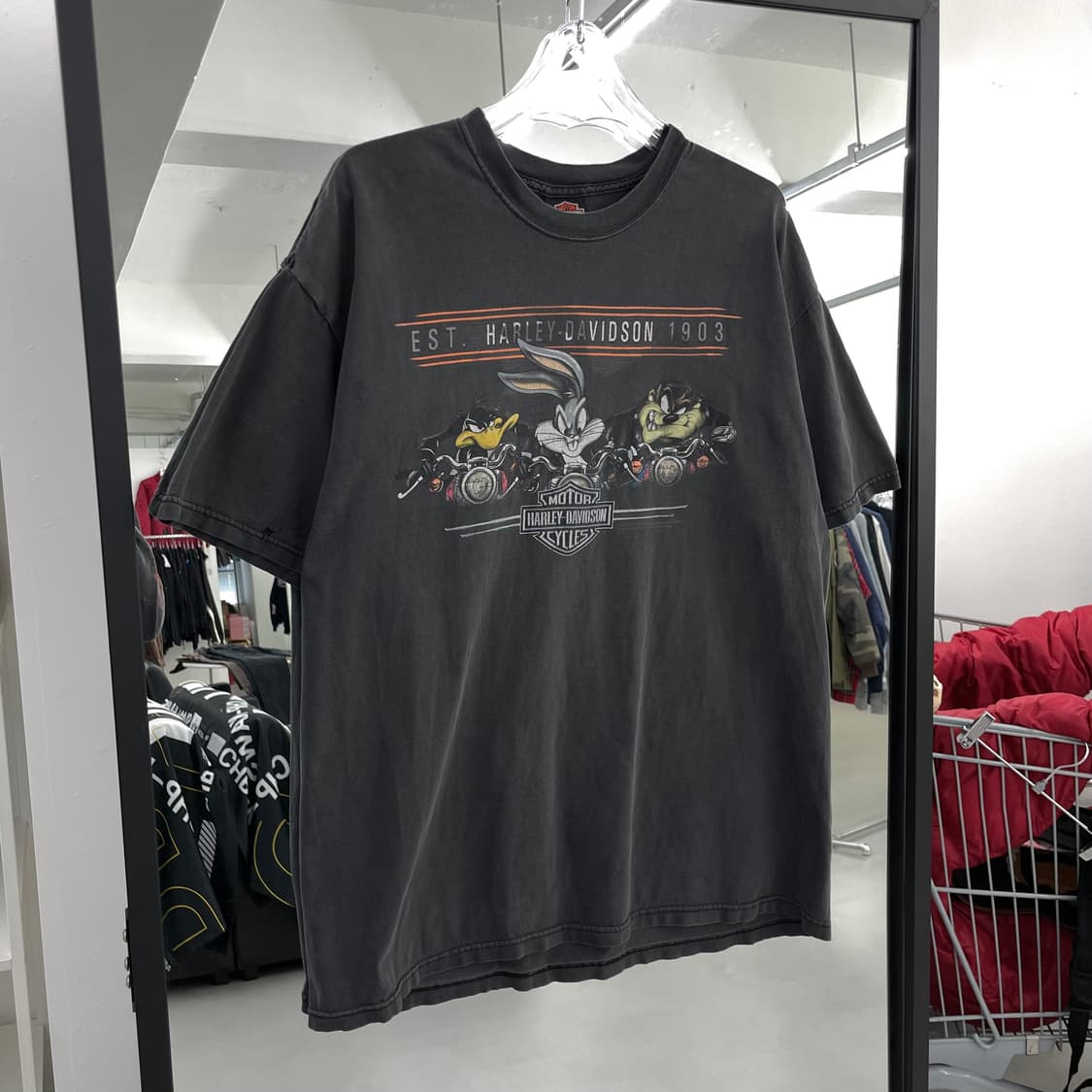 할리데이비슨 00s 루니툰즈 페이딩 빈티지 반팔 티셔츠 상품이미지1