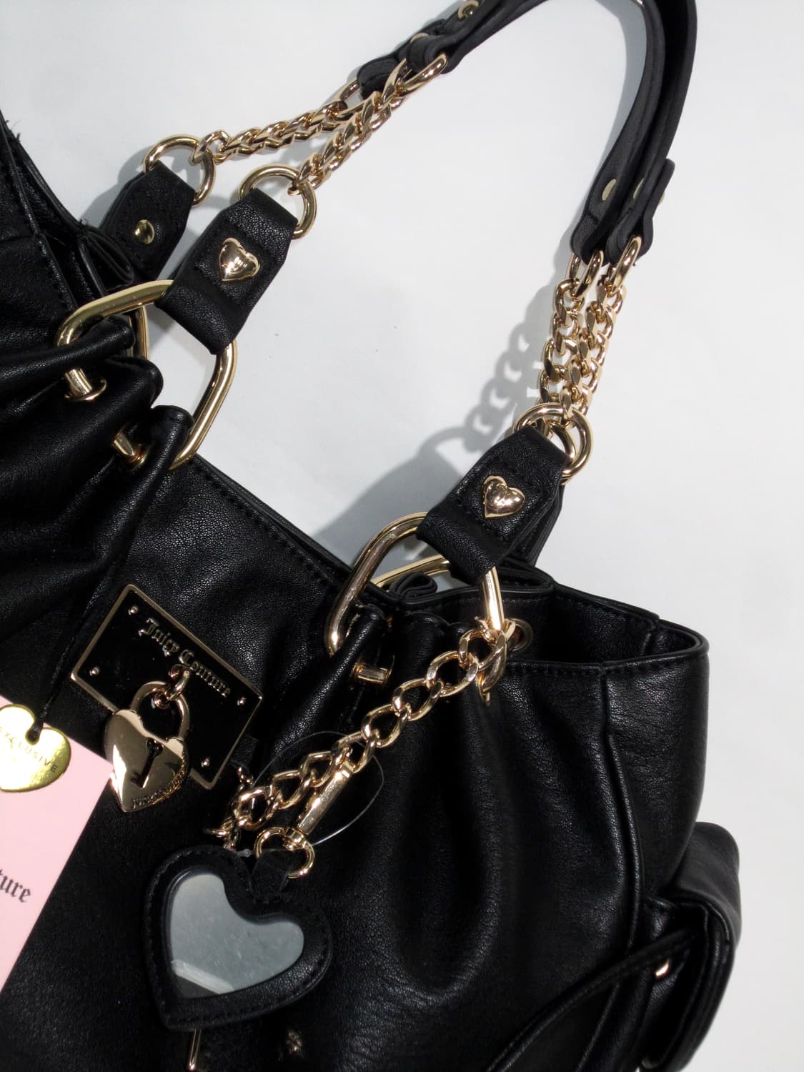쥬시 꾸뛰르 하트 키링 챰 레더 숄더백 블랙 🖤 갸루 락시크 상품이미지4