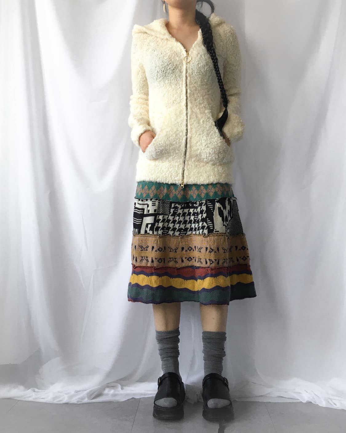 Fake lamb fur mood hood zip up 상품이미지2