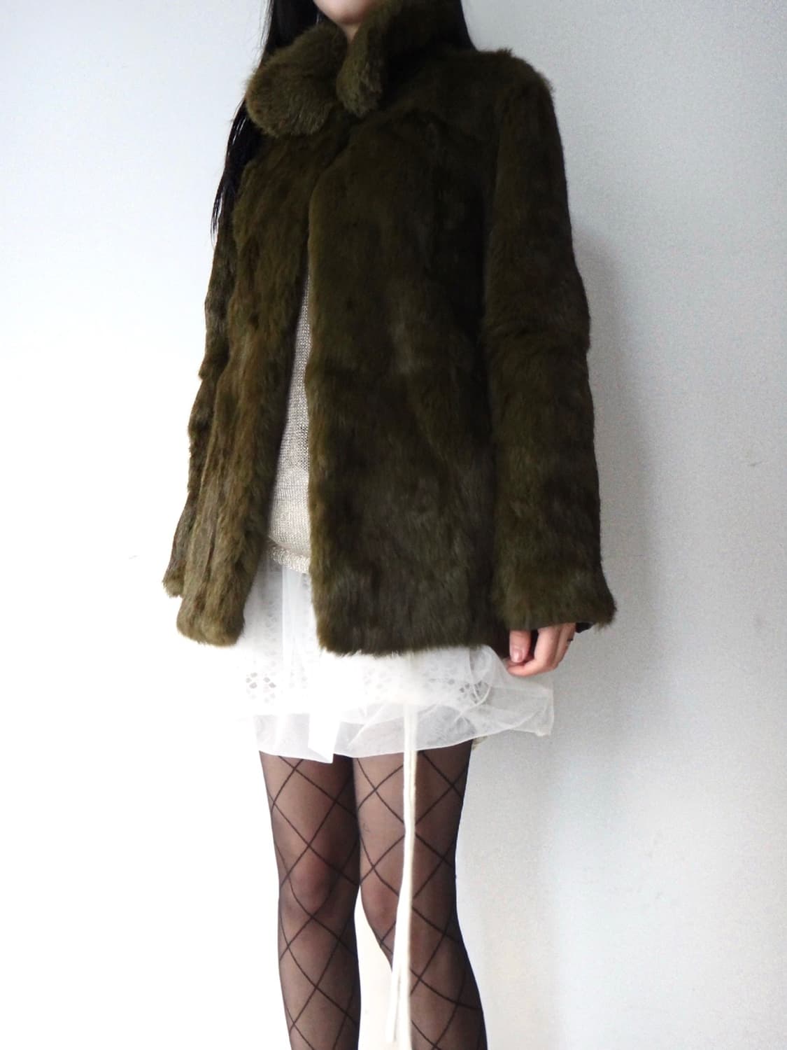 Elegant rabbit fur jacket / khaki 상품이미지6