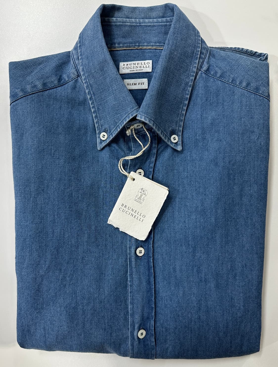 브루넬로 쿠치넬리 데님 네이비 블루 셔츠 슬림핏 상품이미지2