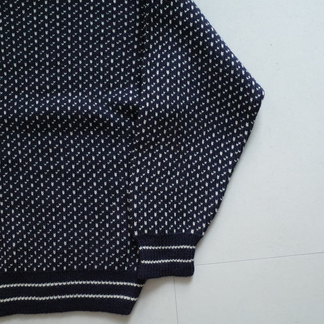 버드아이 브리티시 울 100% 네이비 크루넥 피셔맨 니트 M 상품이미지9