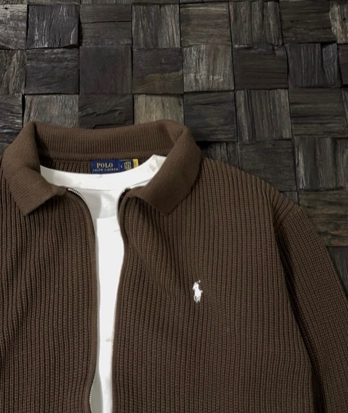 폴로 투웨이 카라 니트집업/브라운 상품이미지2