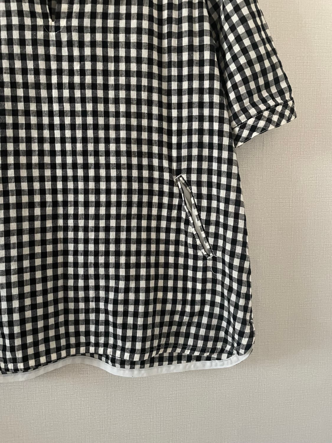 빈티지 깅엄 체크 반팔 블라우스 상품이미지3