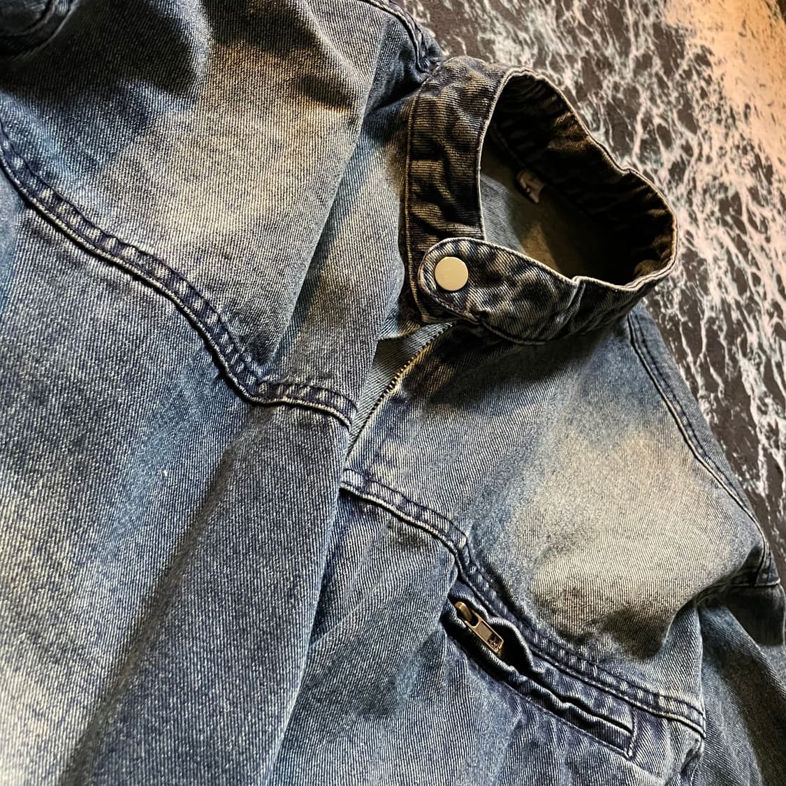 Washed denim rider jacket 상품이미지1