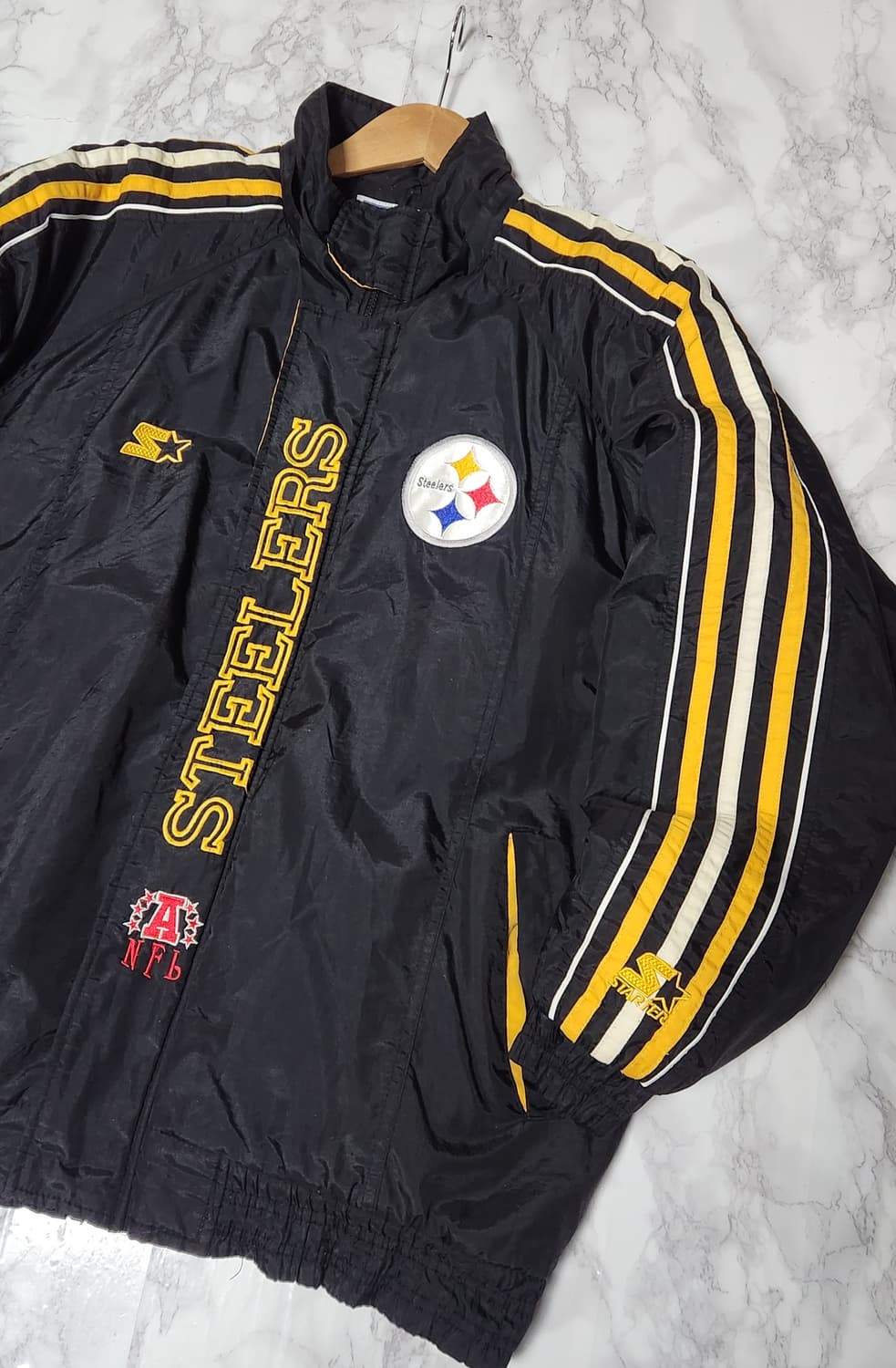 90s 스타터 NFL 피츠버그 스틸러트 바시티 바람막이 점퍼 자켓 상품이미지4