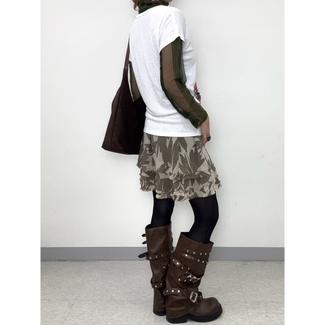 빈티지 카키 트로피컬 스커트 상품이미지2