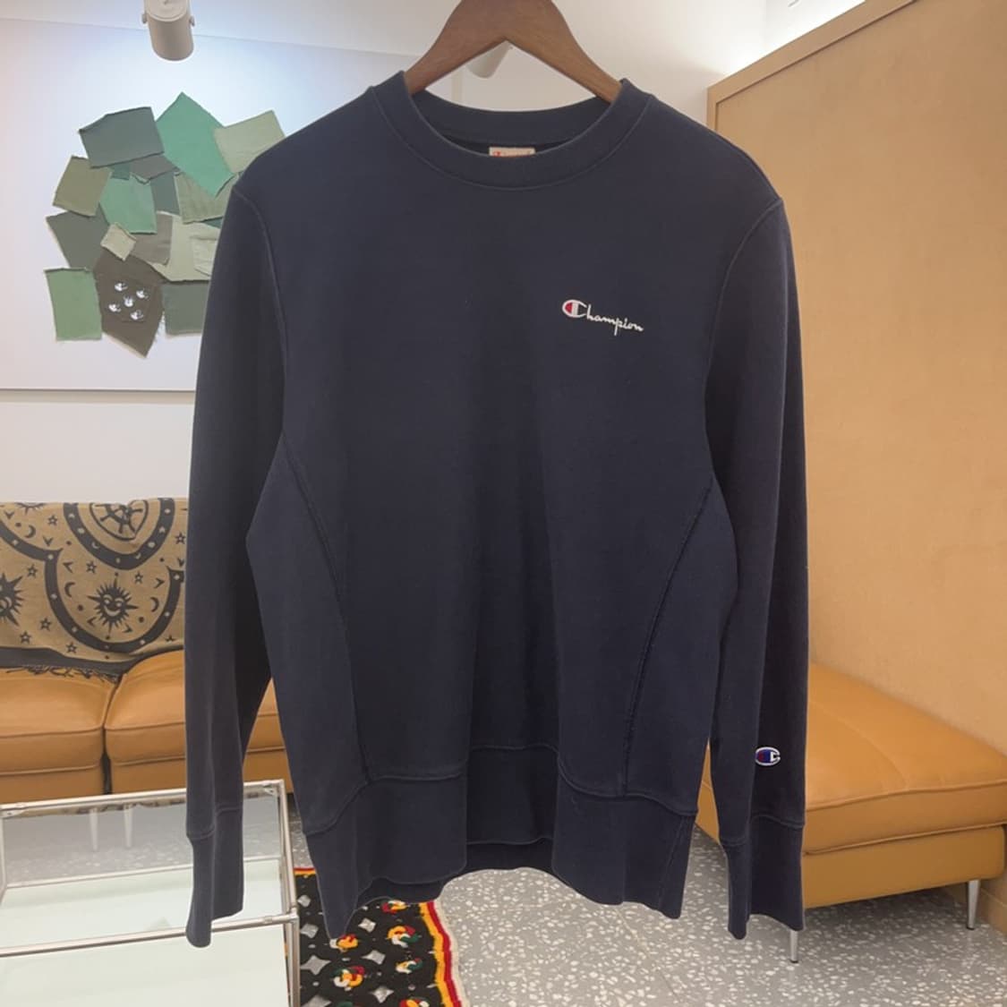 챔피온 리버스위브 자수로고 오버핏 약기모 맨투맨 M C07627 상품이미지3