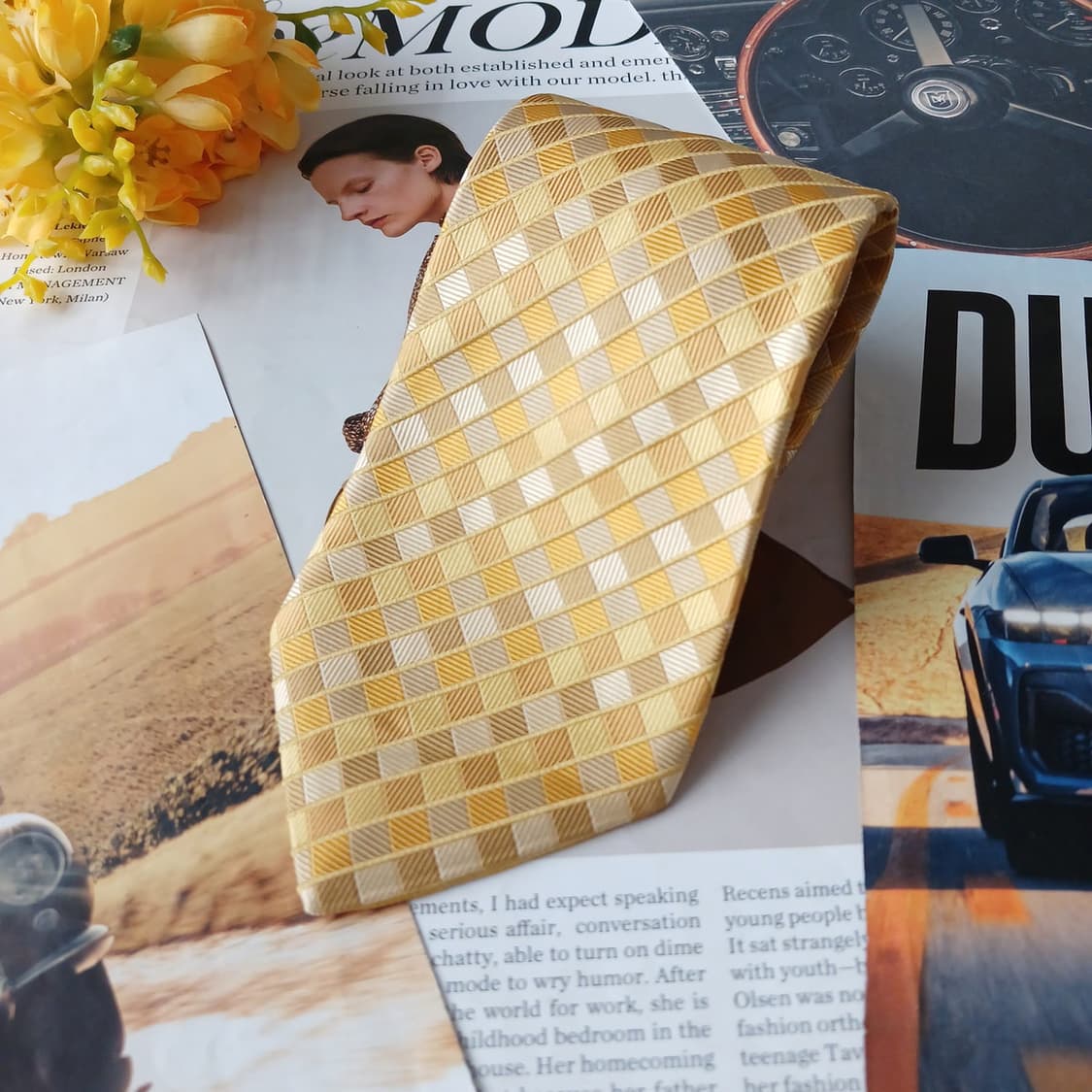 짐톰슨 실크 옐로우 자카드 넥타이  9.6CM A+등급 A19350 
 상품이미지3