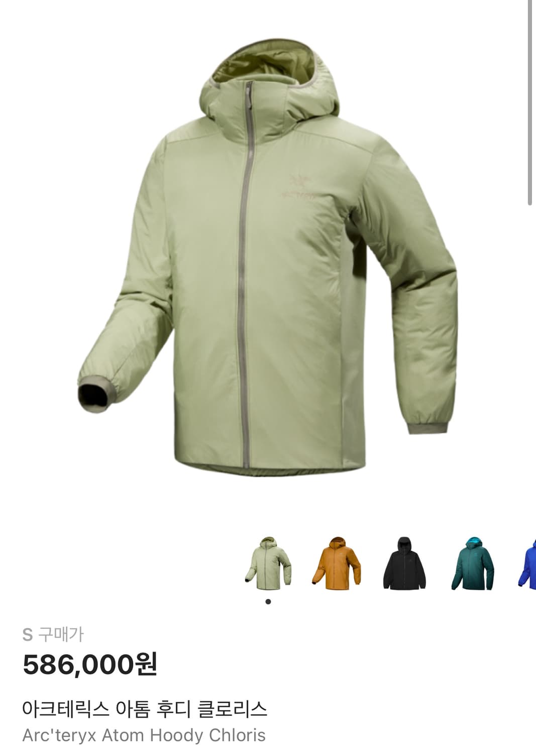 아크테릭스 아톰 후디 클로리스 S size 상품이미지4