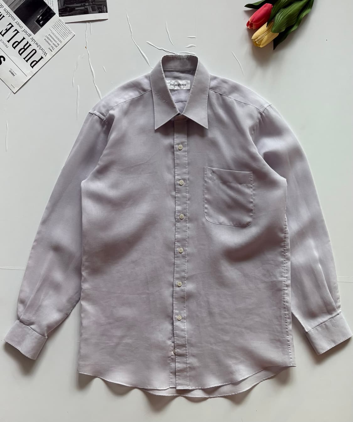 YSL 입생로랑 연보라 린넨 셔츠 상품이미지2