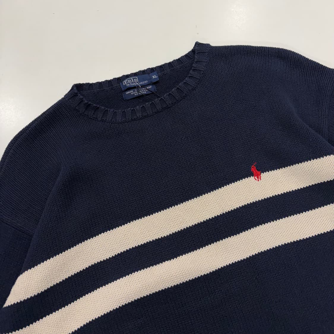 [XL] 폴로 랄프로렌 스트라이프 니트 네이비 B733 상품이미지3