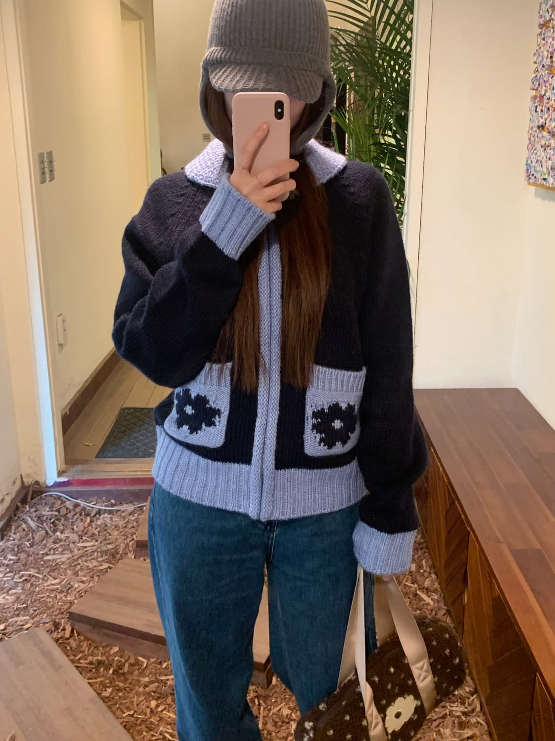 데이지신드롬 코지 울니트집업 네이비 상품이미지6