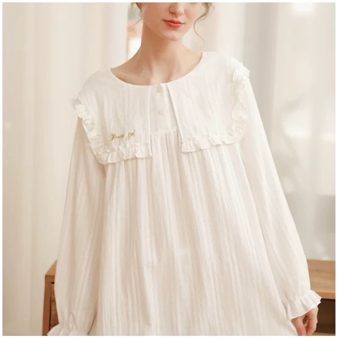 누아젤 화이트 파자마 원피스 상품이미지6