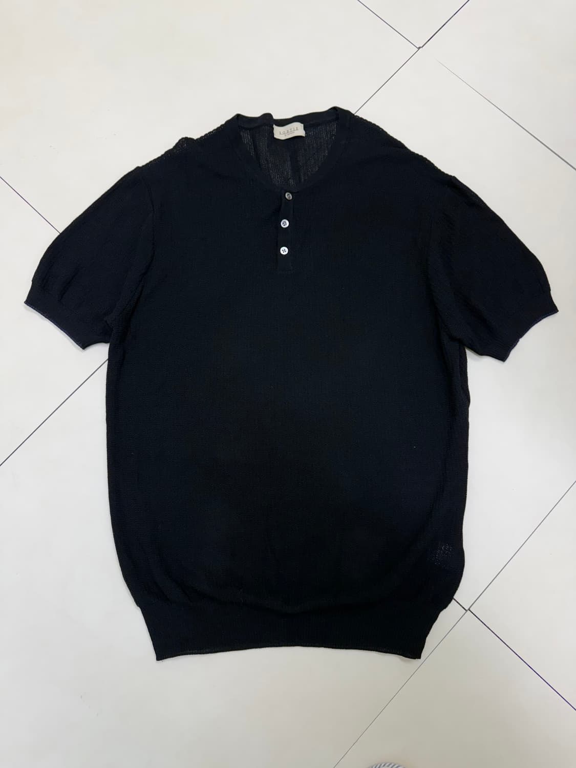 Sortie 솔티 텍스쳐 머슬핏 헨리넥 미니멀 니트 반팔 상품이미지1