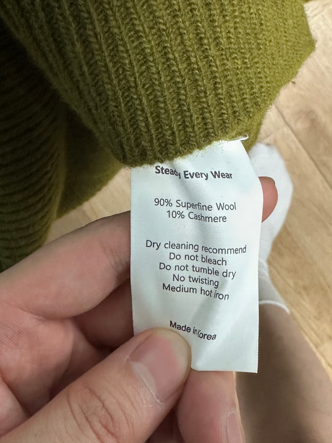 (3) 스테디에브리웨어 코지 울 캐시미어 라운드니트 올리브 상품이미지3